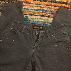 Bubblegum Gray Denim Jeans with Pink Logo Accents